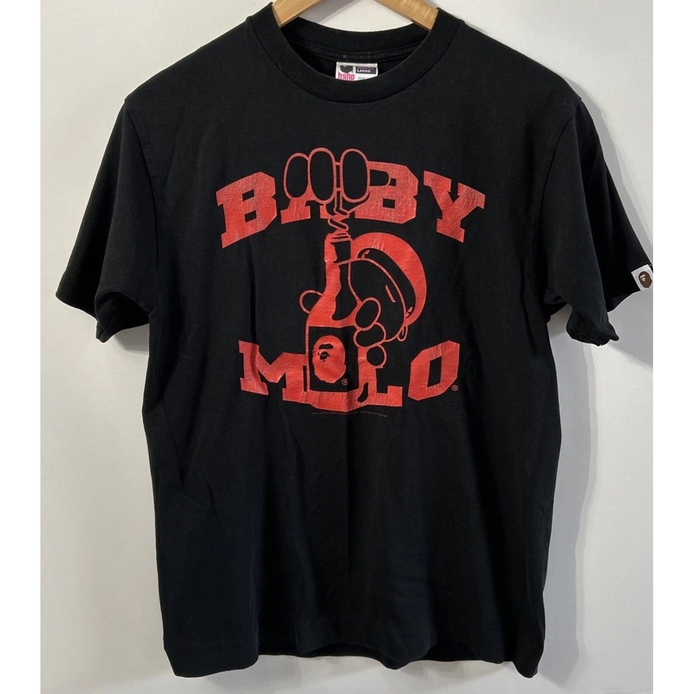 Mens A Bathing Ape Baby Milo Black T-Shirt Made In Japan Sz Med